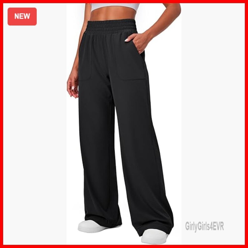 Wide Leg Track Pants High Waisted Lightweight Quick Dry UPF50+ Pockets